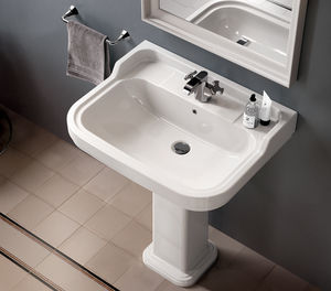 free-standing washbasin / rectangular / ceramic / traditional