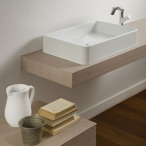 countertop washbasin / rectangular / ceramic / contemporary