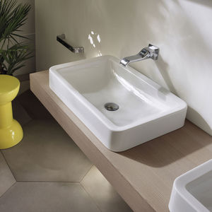 countertop washbasin / rectangular / ceramic / contemporary