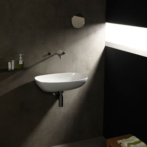 wall-mounted washbasin / oval / ceramic / contemporary