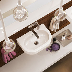 wall-mounted washbasin / oval / ceramic / contemporary
