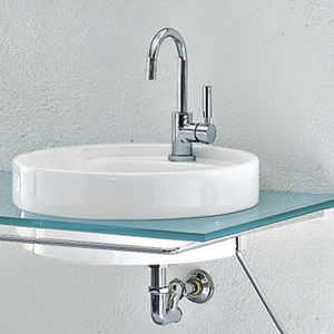 semi-recessed washbasin / round / ceramic / contemporary