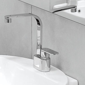double-handle washbasin mixer tap / free-standing / brass / chromed metal