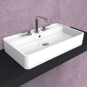 countertop washbasin / rectangular / ceramic / contemporary