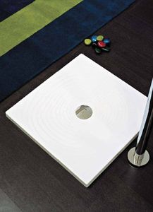 square shower base / ceramic / flush / with extra-flat drain