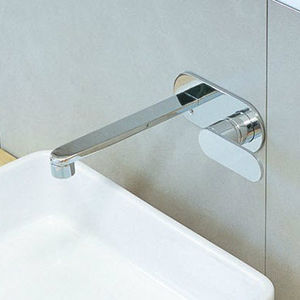 washbasin mixer tap / wall-mounted / chromed metal / brass