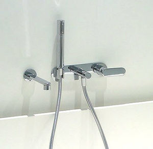 bathtub mixer tap / built-in / chromed metal / brass