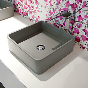 countertop washbasin / square / ceramic / contemporary