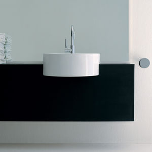 semi-recessed washbasin / round / ceramic / contemporary
