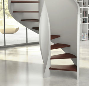 helical staircase / wooden frame / wooden steps / without risers