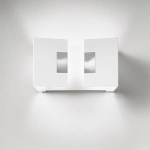 contemporary wall light / stainless steel / halogen / white