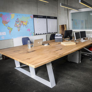 contemporary conference table / wooden / metal / rectangular