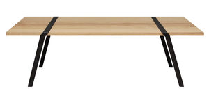 contemporary table / metal / oak / solid wood