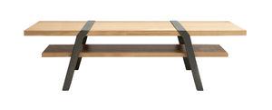 contemporary table / metal / oak / solid wood
