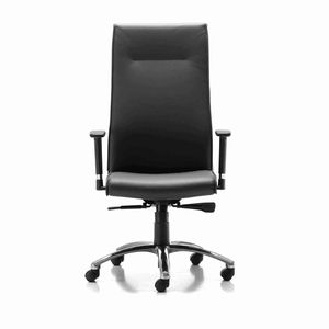 contemporary executive chair / leather / fabric / on casters