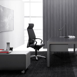 contemporary executive chair / leather / wooden / on casters