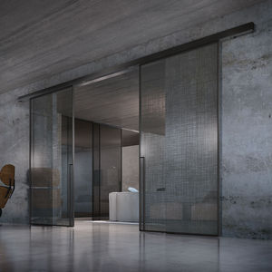 indoor door / sliding / glass / double