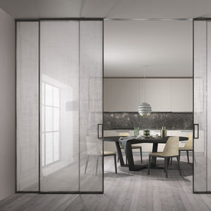 indoor door / sliding / glass / full-height