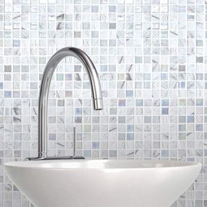 bathroom mosaic tile / wall / glass / patterned