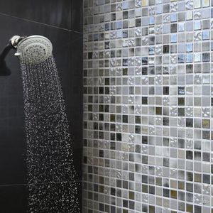 bathroom mosaic tile / wall / glass / patterned