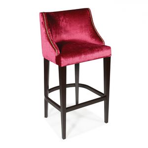 contemporary bar chair / upholstered / fabric / oak