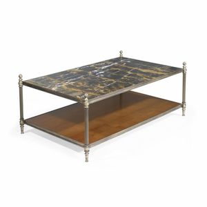 contemporary coffee table / glass / marble / oak