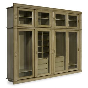 contemporary wardrobe / oak / glass / with hinged door