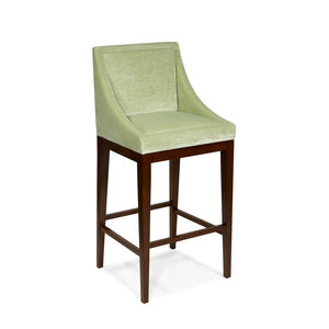 traditional bar chair / upholstered / with footrest / fabric