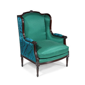 Louis XVI style armchair / fabric / leather / oak