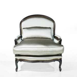 Louis XV style armchair / fabric / leather / oak
