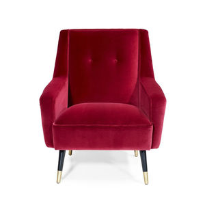 traditional armchair / fabric / black / red