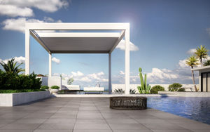 self-supporting pergola / wall-mounted / aluminum / with mobile slats