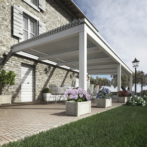 hanging pergola / aluminum / with mobile slats / sun shade louvers
