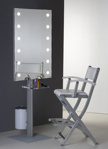 floor-standing mirror / illuminated / with shelf / contemporary