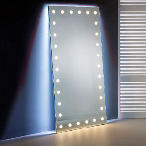 wall-mounted mirror / illuminated / living room / bedroom