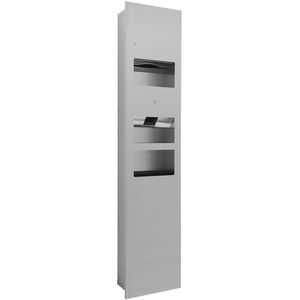 wall-mounted paper towel dispenser / stainless steel / with trash can / with integrated hand dryer