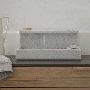 countertop washbasin / rectangular / marble / original design