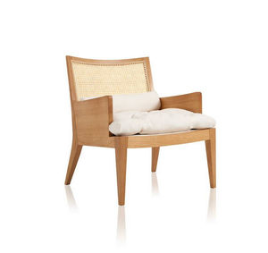 contemporary armchair / wooden / wicker