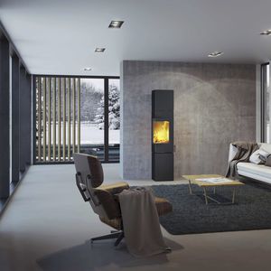 wood heating stove / contemporary / corner / double-sided