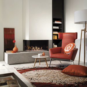 gas fireplace / contemporary / closed hearth / corner