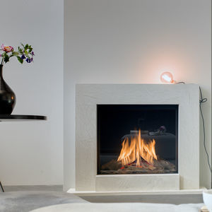 gas fireplace / contemporary / closed hearth / built-in