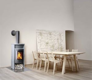 wood heating stove / contemporary / stone