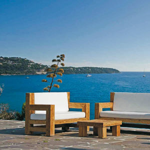 contemporary armchair / fabric / wooden / with removable cushion