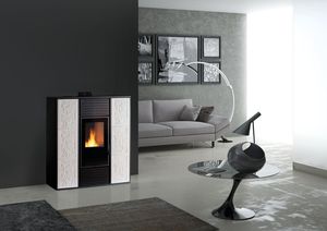 pellet boiler stove / contemporary / metal / earthenware