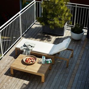contemporary sun lounger / teak / garden / adjustable backrest