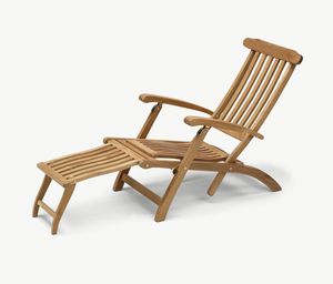 contemporary sun lounger / teak / garden