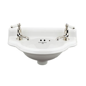 wall-mounted hand basin / semicircular / porcelain