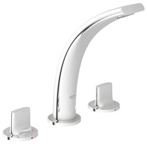washbasin double-handle mixer tap / free-standing / chromed metal / bathroom