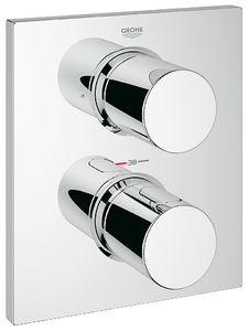 shower mixer tap / wall-mounted / chromed metal / thermostatic