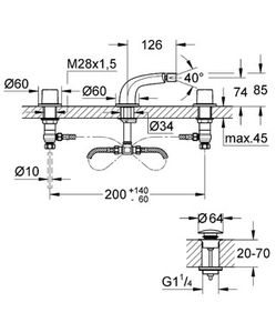 double-handle bidet mixer tap / free-standing / chromed metal / bathroom